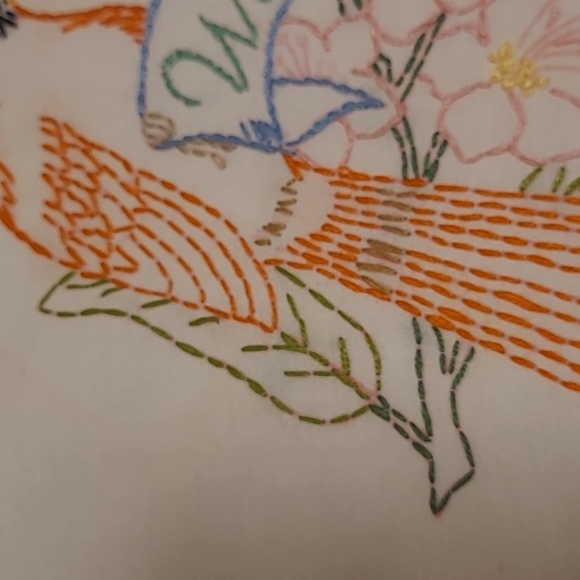 Vintage Hand Stitched West Virginia State Bird & Flower - Picture 4 of 16